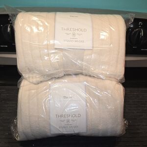 Two Studio McGee Soft Cream Throw Blanket By THRESHOLD (New And Sealed)